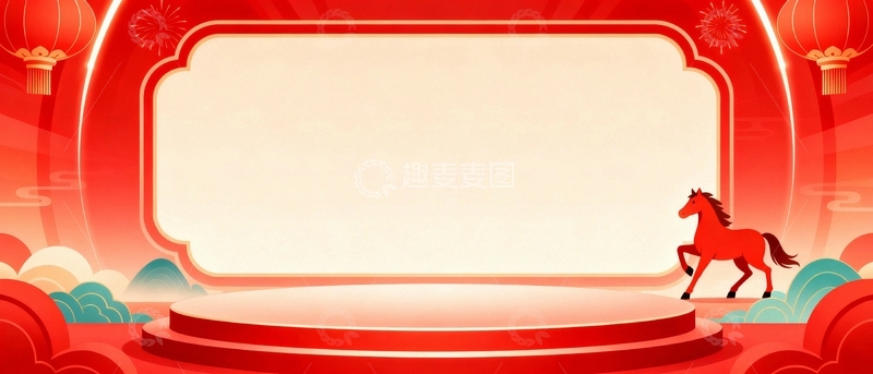 高清大图下载【趣麦麦图】马年新年节日背景