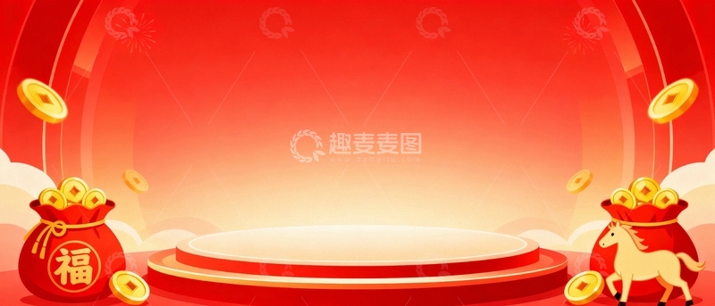高清大图下载【趣麦麦图】马年春节节日背景004