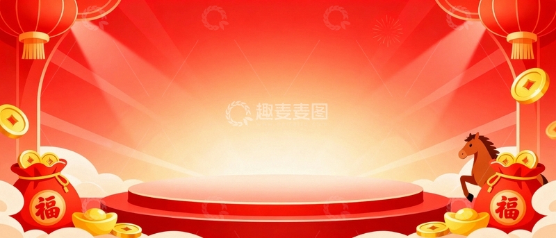 高清大图下载【趣麦麦图】马年春节节日背景