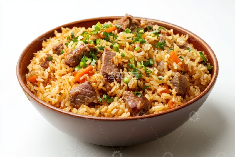 高清大图下载【趣麦麦图】一碗牛肉香葱炒饭