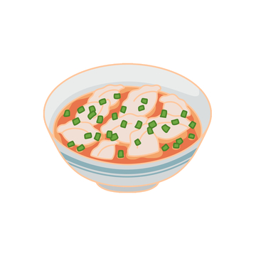 彩绘卡通水饺扁食葱花美食食物碗