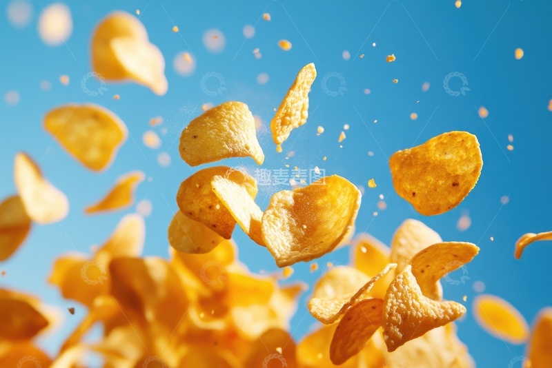 高清大图下载【趣麦麦图】洒落的薯片美食