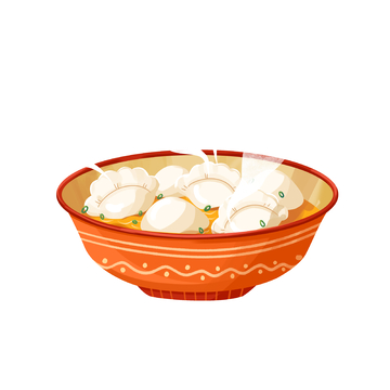 彩绘卡通水饺扁食美食食物碗