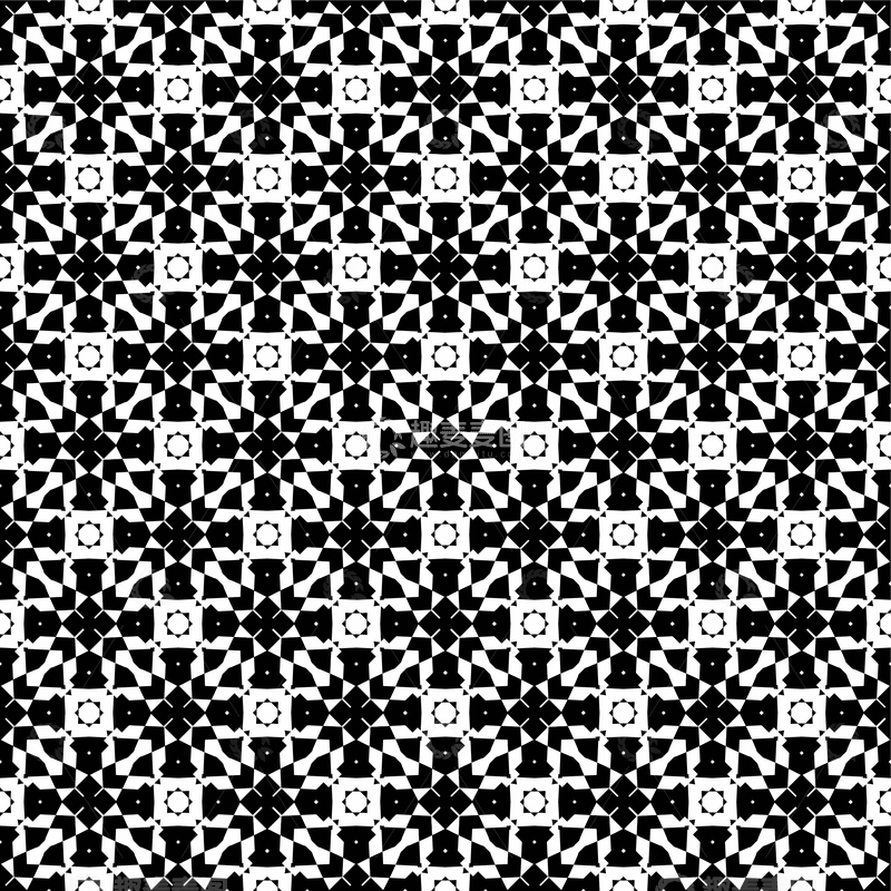 源文件下载【趣麦麦图】黑白几何花型