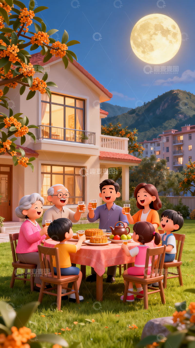 源文件下载【趣麦麦图】3d一家人团圆吃饭2