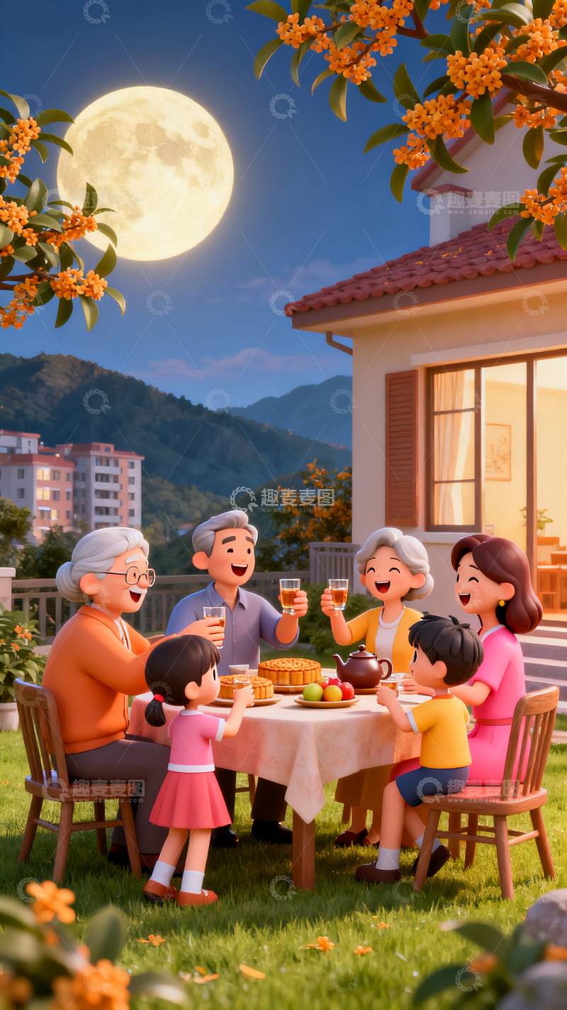 源文件下载【趣麦麦图】3d一家人团圆吃饭1