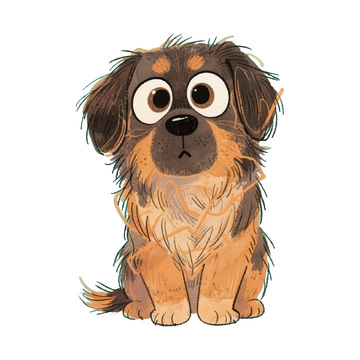 呆萌的水彩小狗