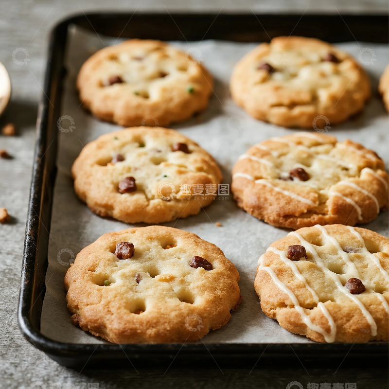 高清大图下载【趣麦麦图】巧克力豆曲奇饼干美食摄影诱人氛围