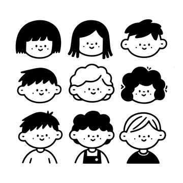 黑白线稿可爱小孩