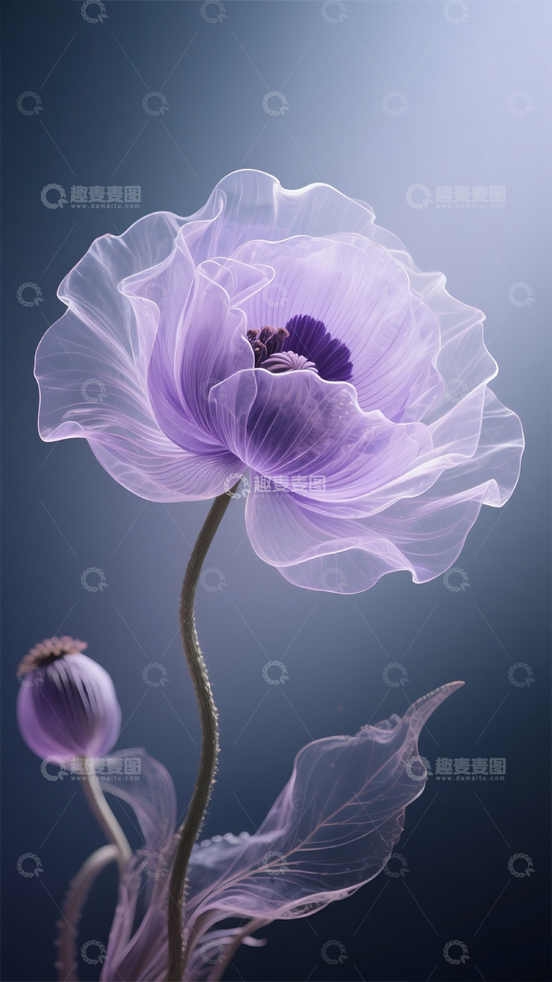 高清大图下载【趣麦麦图】紫色莫兰迪轻薄罂粟4