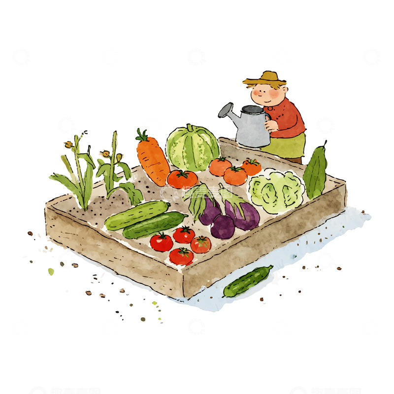 源文件下载【趣麦麦图】农夫和他的菜园子