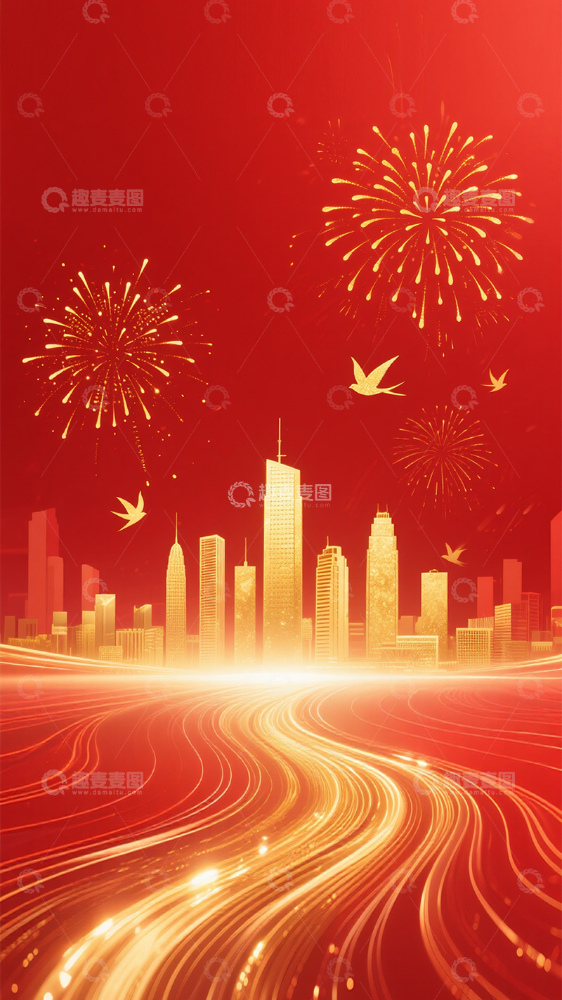 高清大图下载【趣麦麦图】红色海报背景6