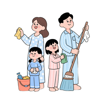 一家人家务劳动免抠元素