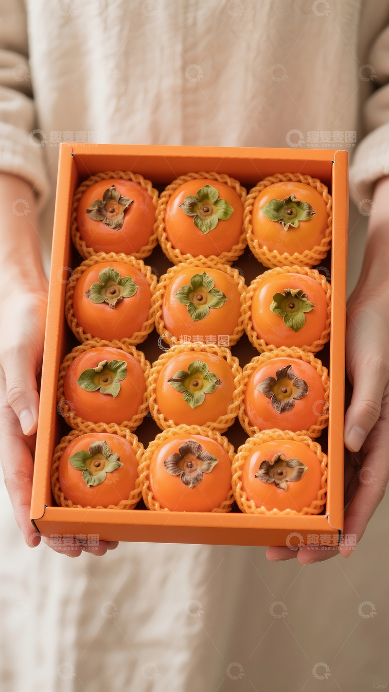 源文件下载【趣麦麦图】礼盒柿子摄影1