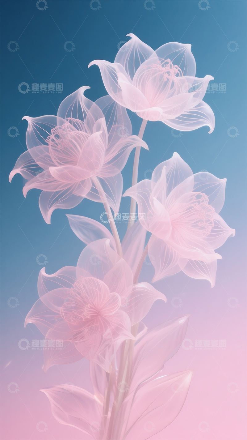 高清大图下载【趣麦麦图】粉色莫兰迪轻薄花朵3