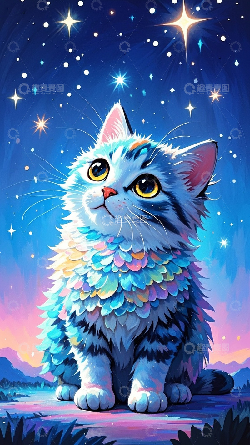 高清大图下载【趣麦麦图】油画猫咪素材3