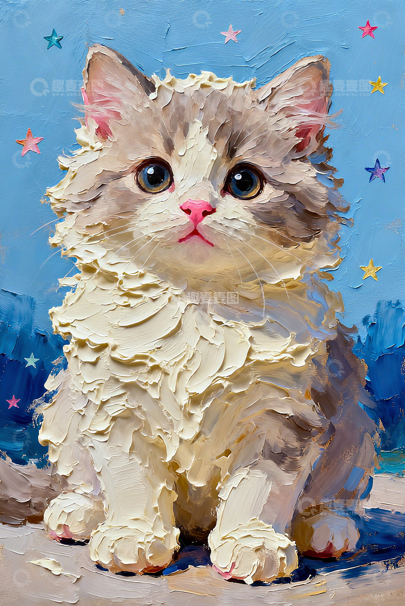 高清大图下载【趣麦麦图】油画猫咪素材2