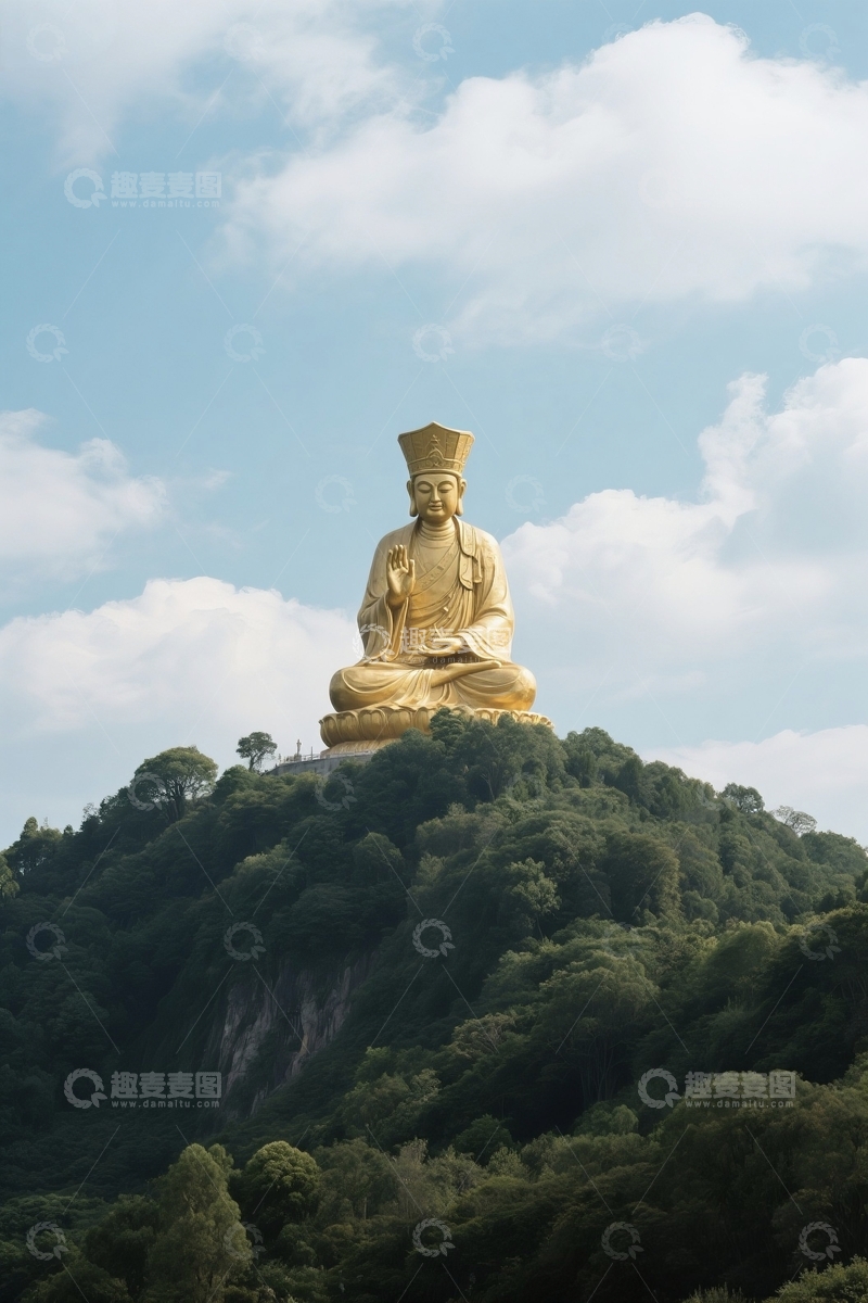 高清大图下载【趣麦麦图】高山上的佛像高清摄影图