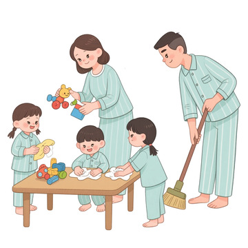一家人家务劳动免抠元素