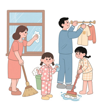 一家人家务劳动免抠元素