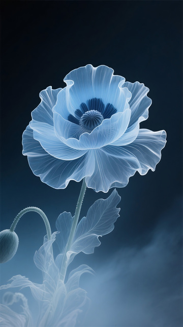 蓝色莫兰迪轻薄罂粟1