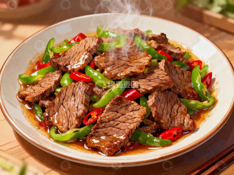 高清大图下载【趣麦麦图】小炒黄牛肉插画1