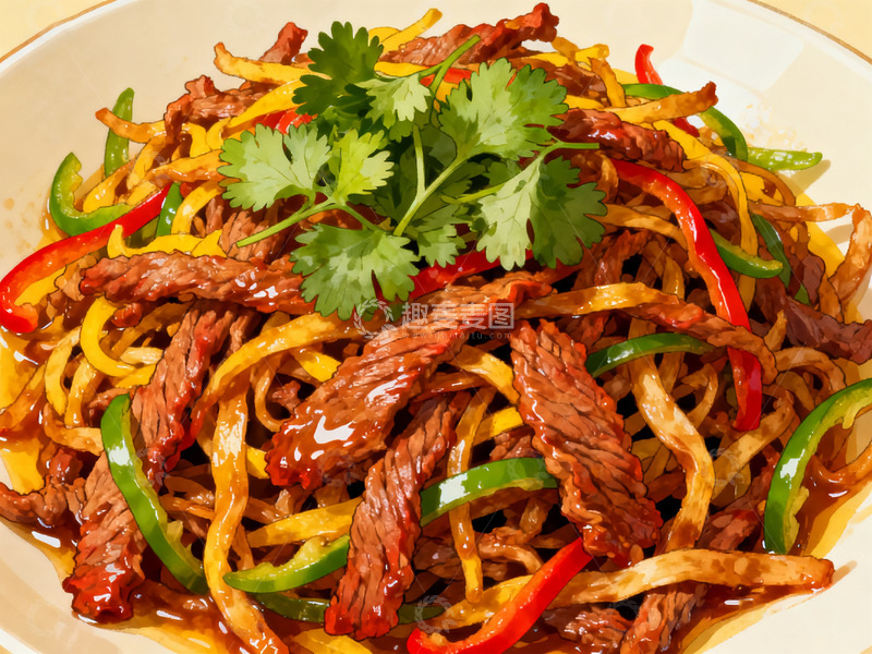 高清大图下载【趣麦麦图】小炒黄牛肉插画3