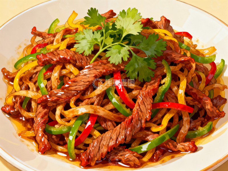 高清大图下载【趣麦麦图】小炒黄牛肉插画4