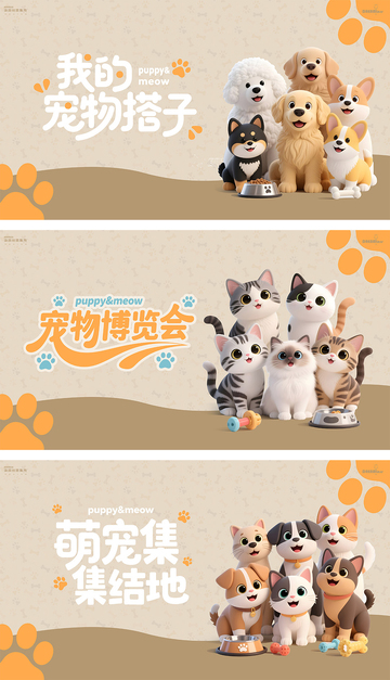 卡通萌宠背景板