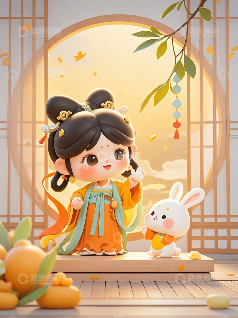 源文件下载【趣麦麦图】卡通3d嫦娥