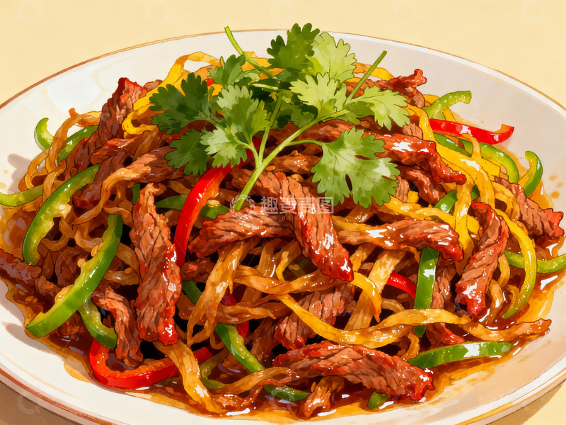 高清大图下载【趣麦麦图】小炒黄牛肉插画5