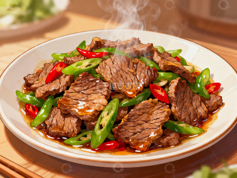 高清大图下载【趣麦麦图】小炒黄牛肉插画2
