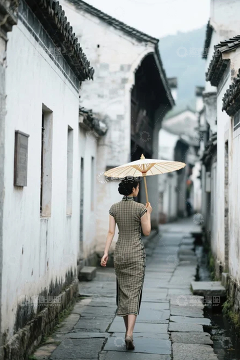 高清大图下载【趣麦麦图】走在巷子里的女生