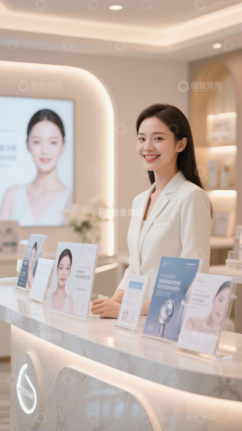 高清大图下载【趣麦麦图】美容店内的专业女性顾问4