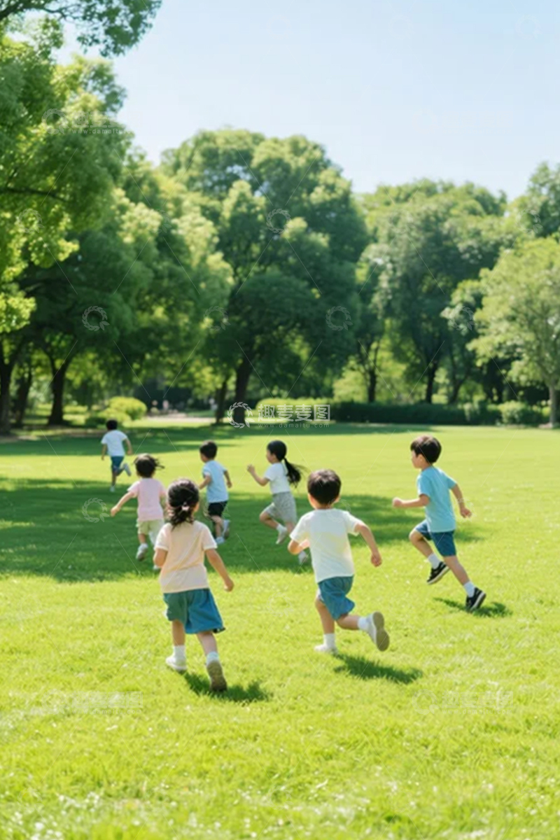 高清大图下载【趣麦麦图】孩子们在公园里玩耍