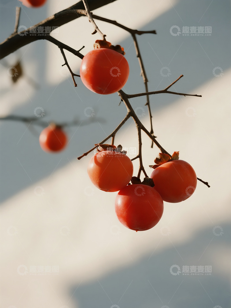 高清大图下载【趣麦麦图】枝头成熟柿子7