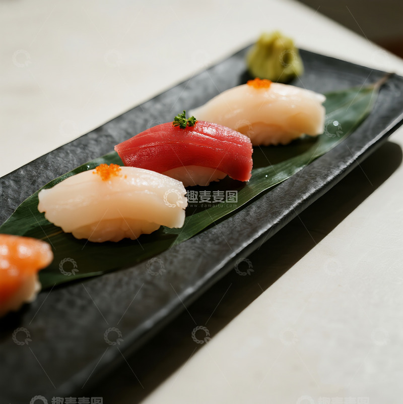 高清大图下载【趣麦麦图】美味精致的三文鱼寿司8