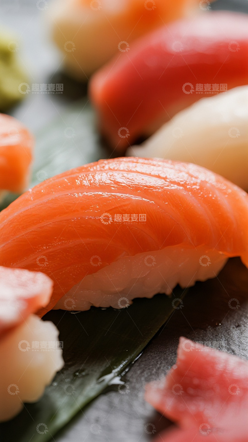 高清大图下载【趣麦麦图】美味精致的三文鱼寿司7
