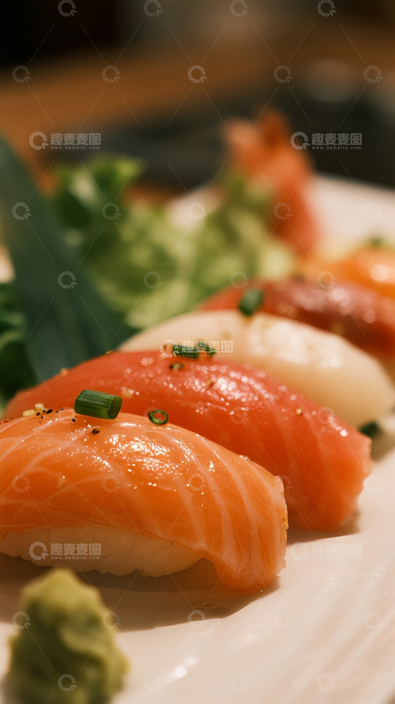 高清大图下载【趣麦麦图】美味精致的三文鱼手握寿司