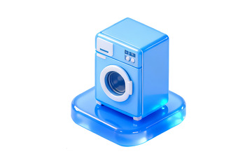 蓝色洗衣机立体图标