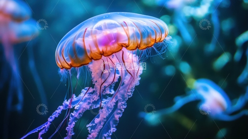 高清大图下载【趣麦麦图】大海里的一只水母