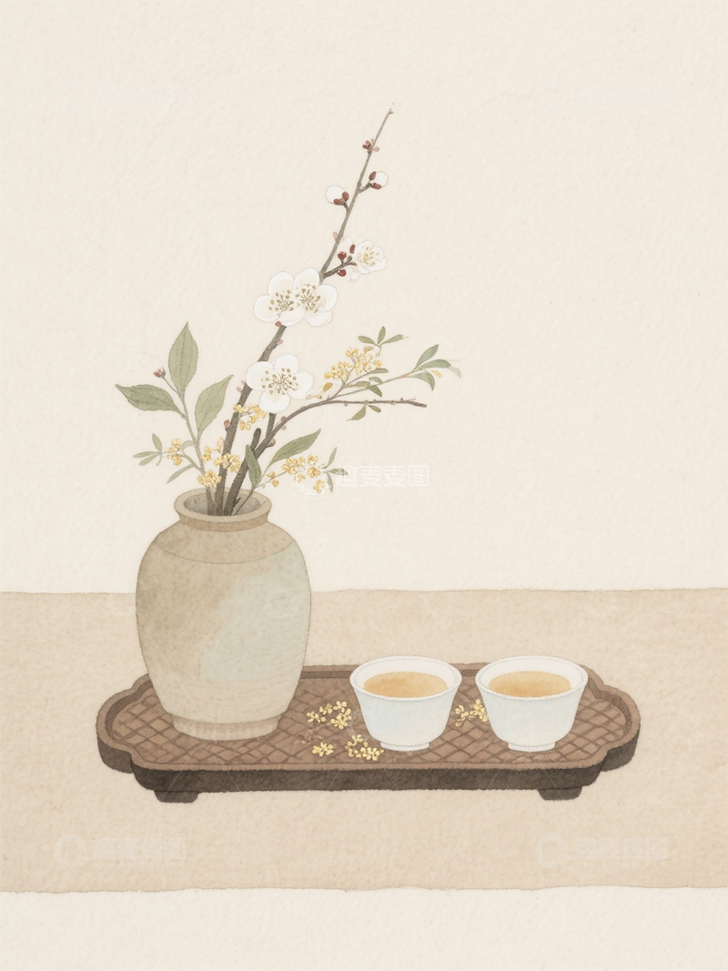 高清大图下载【趣麦麦图】古风水彩插画