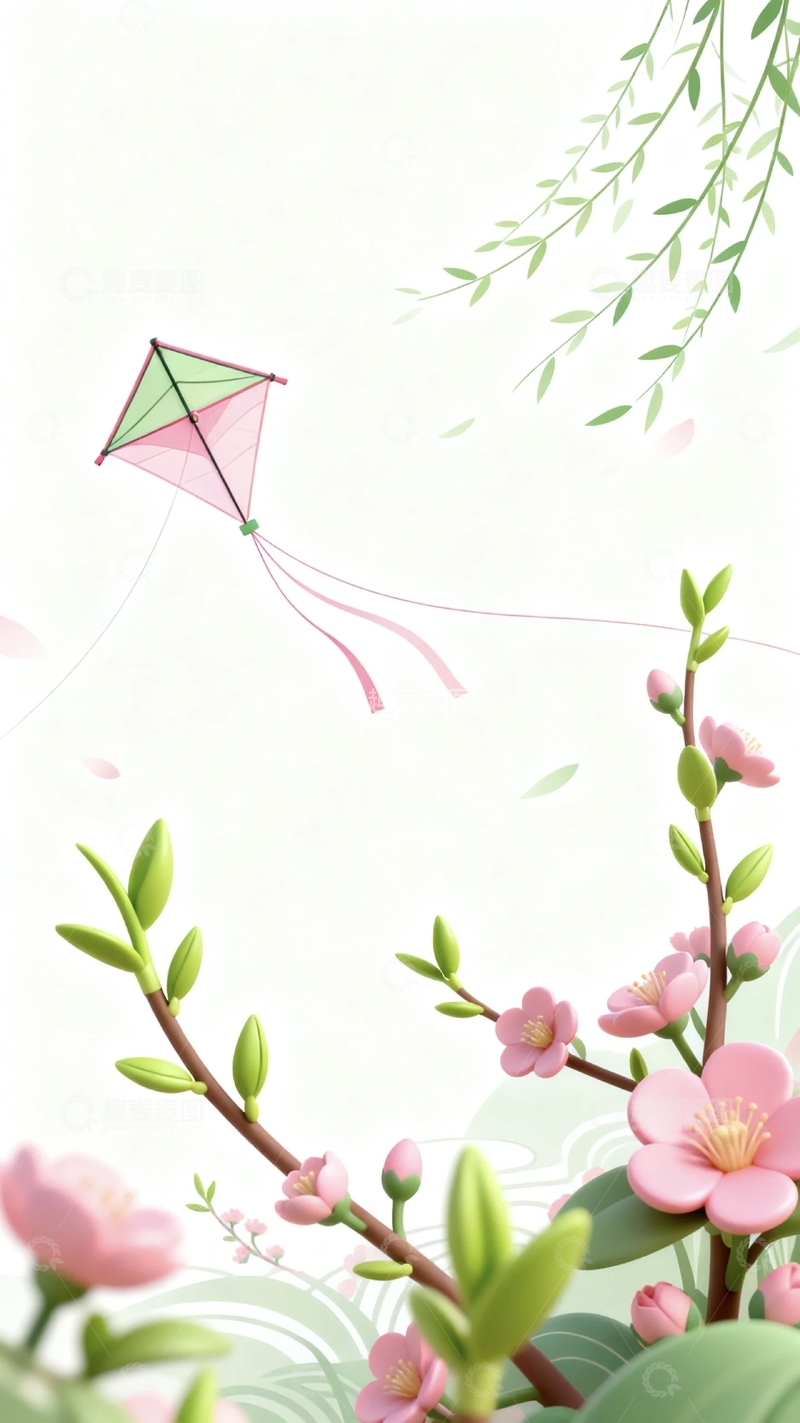 高清大图下载【趣麦麦图】国风3d春天背景6