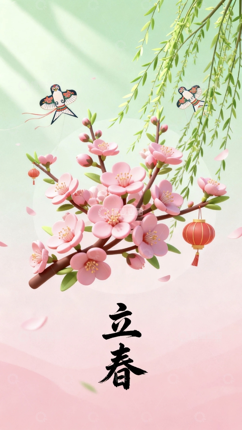 高清大图下载【趣麦麦图】国风3d春天背景3