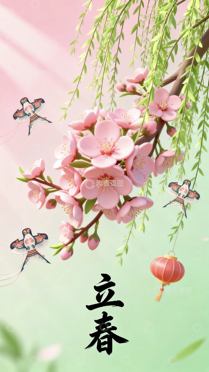 高清大图下载【趣麦麦图】国风3d春天背景4