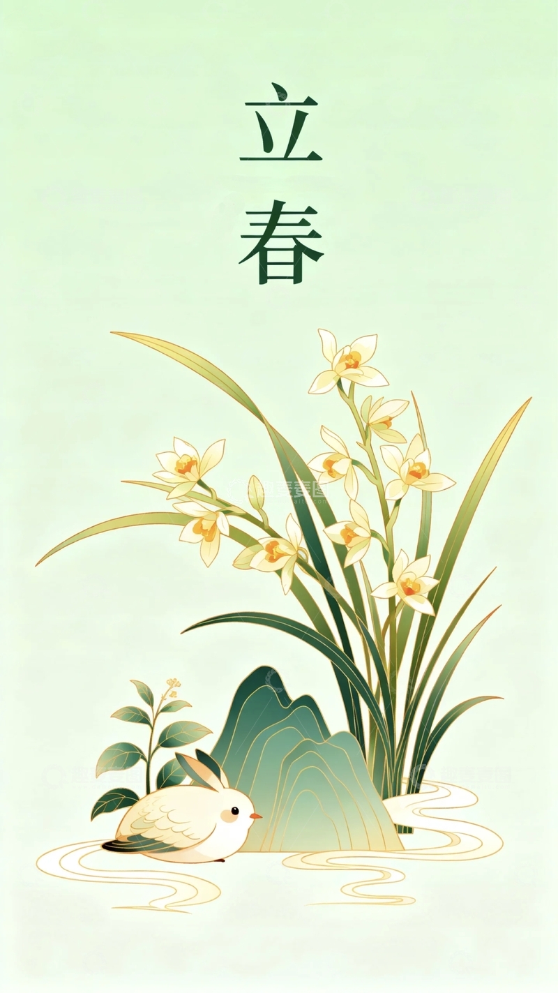 高清大图下载【趣麦麦图】国潮立春背景3
