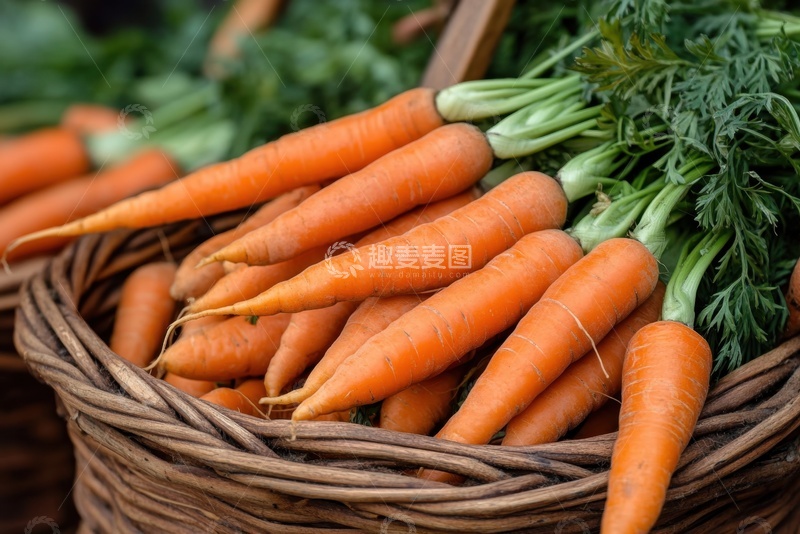 高清大图下载【趣麦麦图】一篮子新鲜的胡萝卜