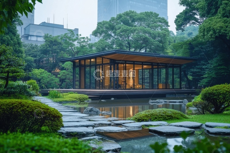 高清大图下载【趣麦麦图】公园里的玻璃小木屋建筑