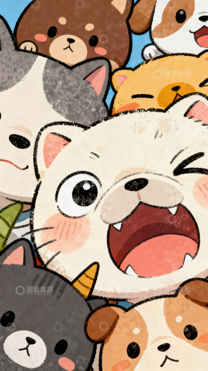 高清大图下载【趣麦麦图】&ldquo;萌宠大集合&rdquo; 治愈插画