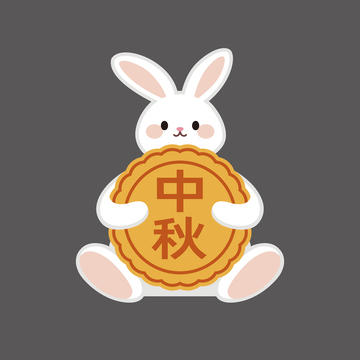 中秋节月饼兔子矢量插画